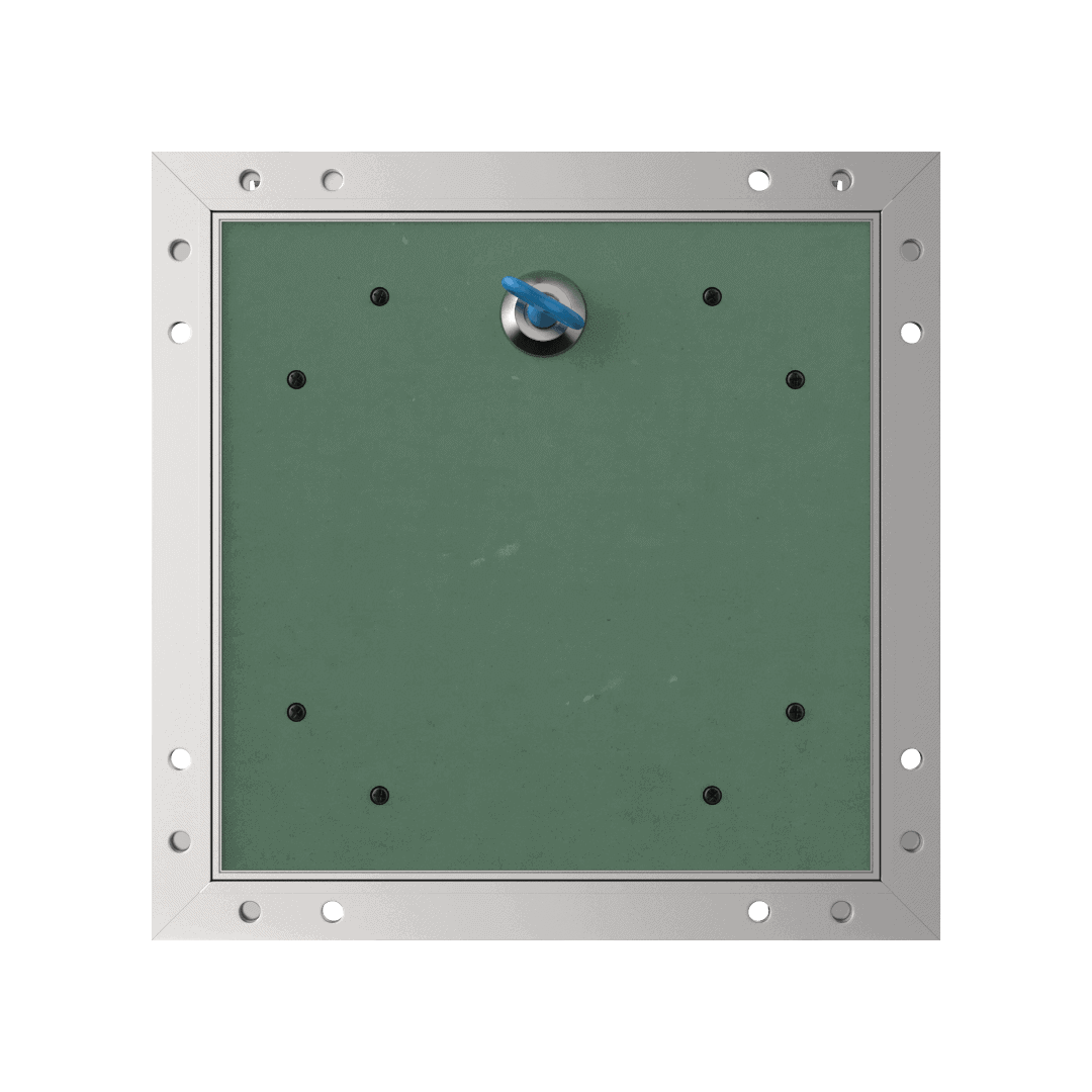 trape-de-visite-plaque-de-platre-alustar-4-pans.png Trappe de visite invisible Tempo Eco Star pour plaque de plâtre BA 13, ouverture à clé carrée 4 pans, 150×300 à 1400×1400 mm