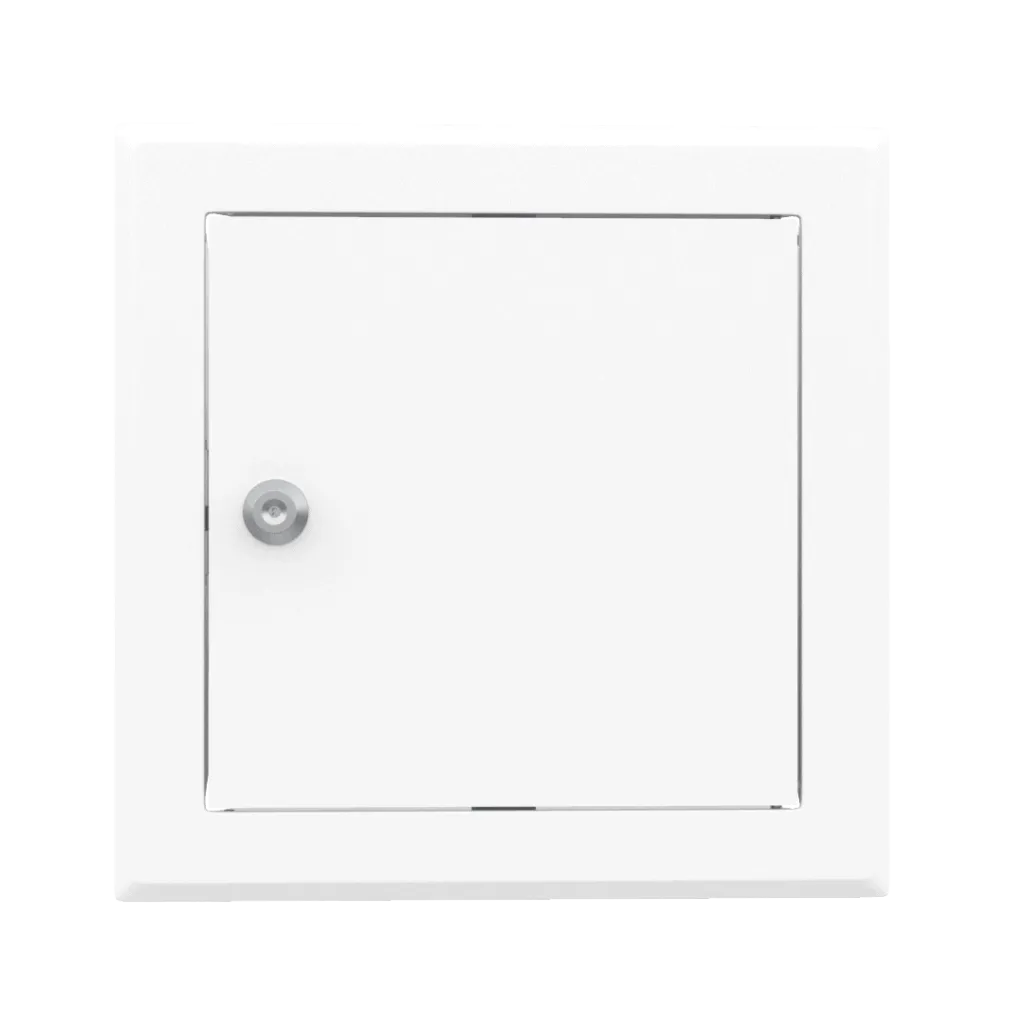Trappe de visite métallique Tempo Softline à ouverture clé cylindrique, acier laqué blanc, 150×150 à 1200×1200 mm