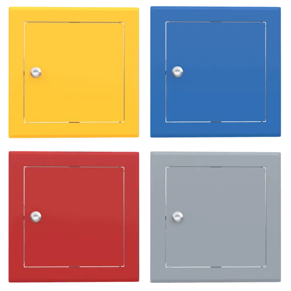 Trappe de visite métallique colorée Tempo Softline, ouverture à clé cylindrique, en 14 coloris RAL, 200×200 à 800×800 mm