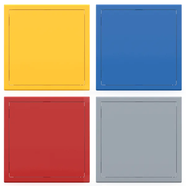 Trappe de visite métallique colorée Tempo Softline, ouverture pousser-lâcher, en 14 coloris RAL, 200×200 à 800×800 mm