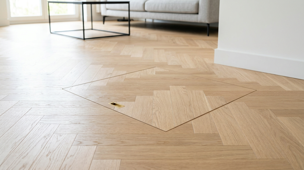 trappe de visite bois parquet salon invisible